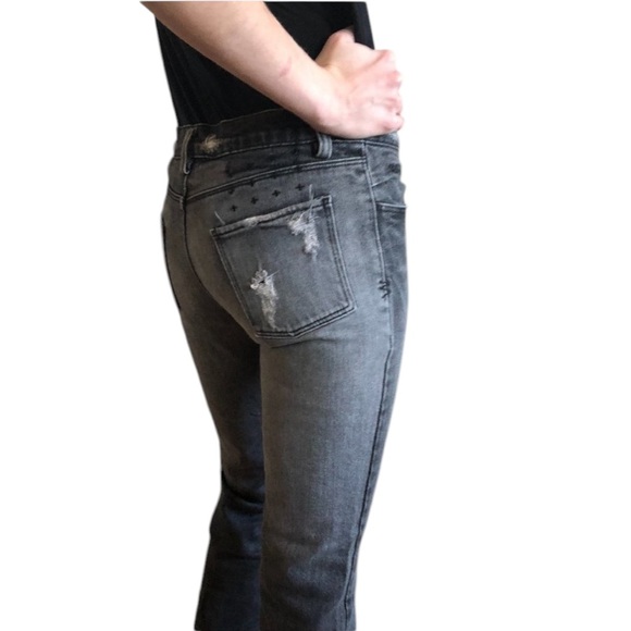 Vintage Y2K KSUBI TSUBI Distressed Straight Leg Denim Jeans - Charcoal Grey Wash - Picture 7 of 16